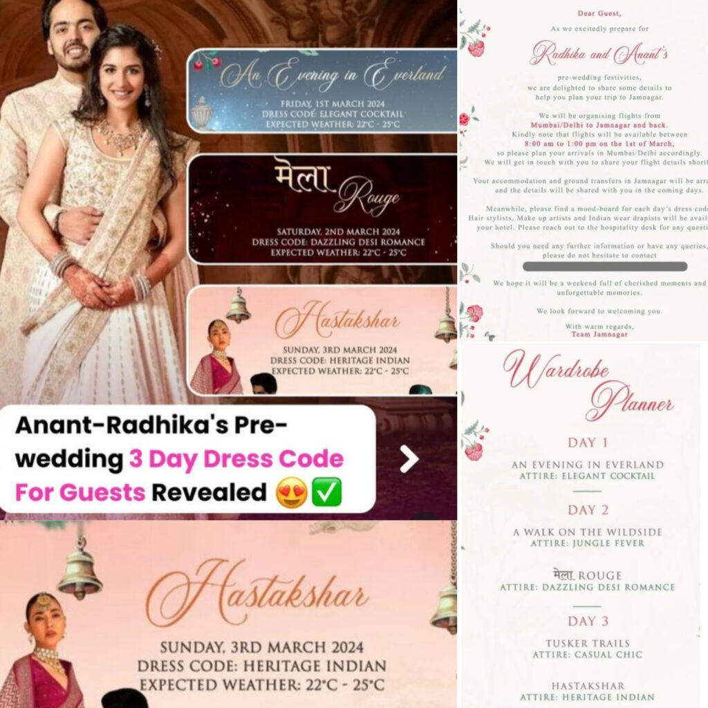 Anant-Radhika Wedding Festivities schedule