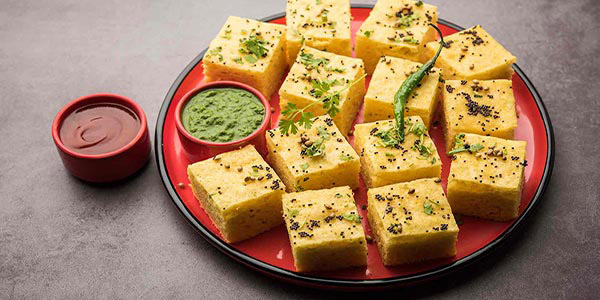 Dhokla: traditional food in India Gujarat
